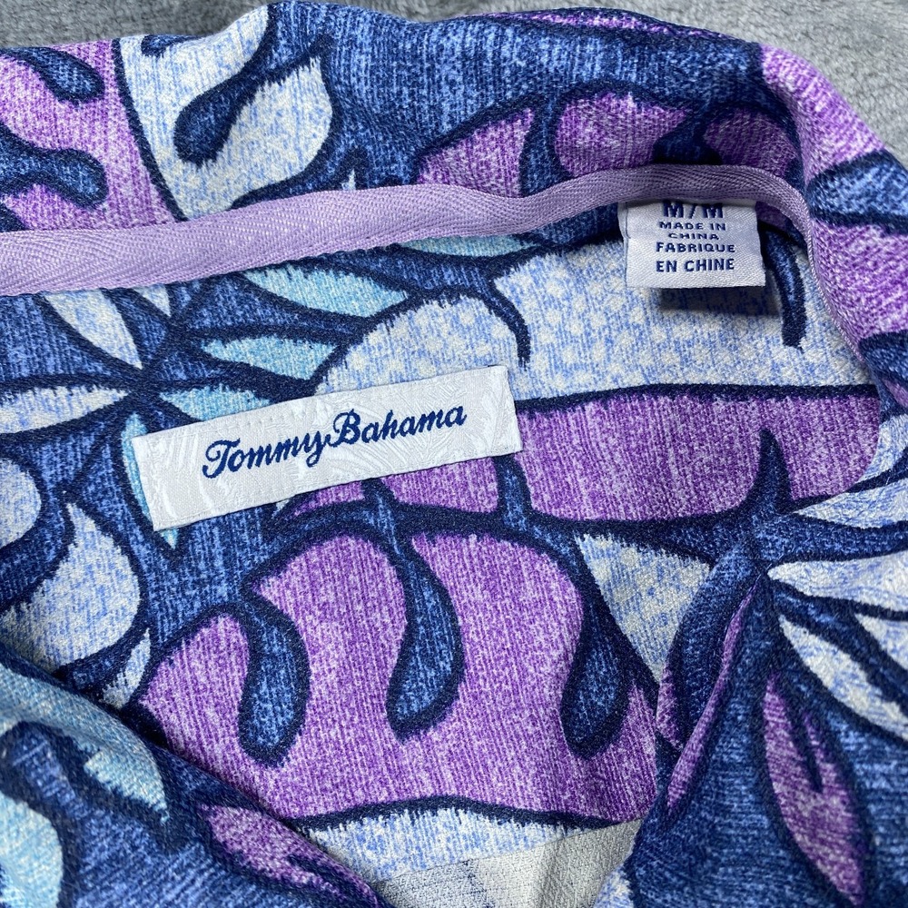 Tommy Bahama Shirt Men Medium Silk Blend Floral Aloha Dad Vacation Summer Cruise - Picture 3 of 8